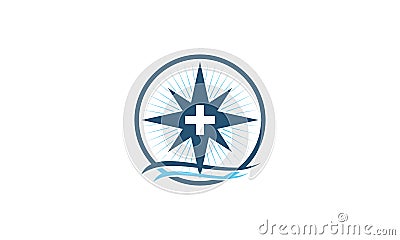 Charting compass course guide health Vector Illustration