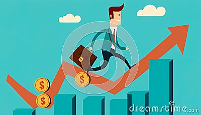 Charting Your Path to Financial Freedom: Businessman's Motivation Leads to Economic Success - ai generated. Stock Photo