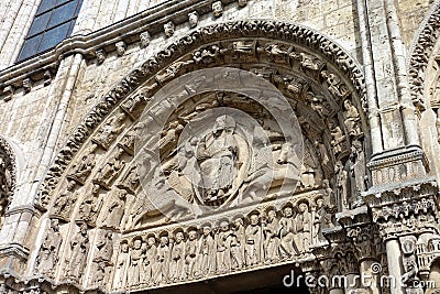 Chartres Cathedral Central Tympanum Portal Stock Photo