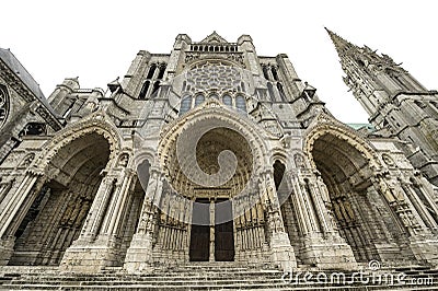 Chartres - Cathedral facade Stock Photo