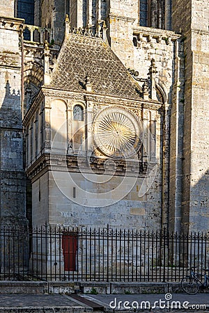 Astronomical clock at Chartres Cathedral Editorial Stock Photo