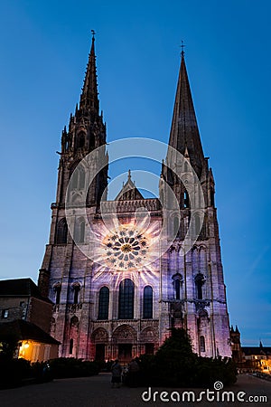 Lumiere light show at Chartres Cathedral Editorial Stock Photo