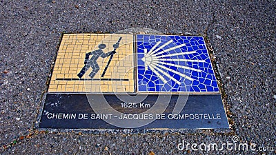 Chartres. France. Way of St. James sign. Editorial Stock Photo