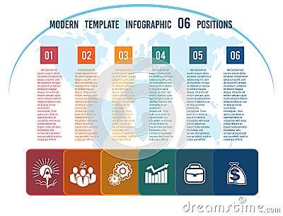 Colour squares with columns for the text on a world map 06 posit Vector Illustration