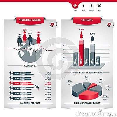Charts and demographics Vector Illustration
