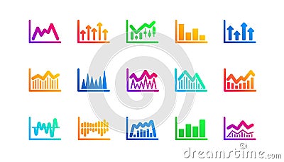 Charts and graphs icons. Candlestick graph, Infochart and Report diagram. Classic icon set. Vector Vector Illustration