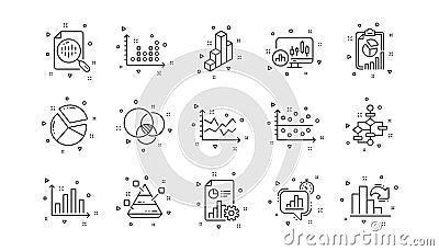Charts and graphs line icons. Infochart, Block diagram and Algorithm. Linear icon set. Vector Vector Illustration