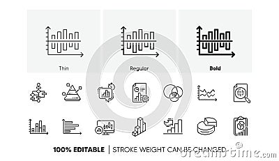 Charts and graphs line icons. Infochart, Block diagram and Algorithm. Linear icon set. Line icons. Vector Stock Photo