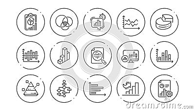Charts and graphs line icons. Infochart, Block diagram and Algorithm. Linear icon set. Vector Vector Illustration
