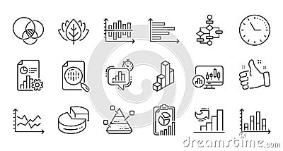Charts and graphs line icons. Infochart, Block diagram and Algorithm. Linear icon set. Vector Vector Illustration