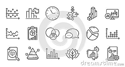 Charts and graphs line icons. Infochart, Block diagram and Algorithm. Linear icon set. Vector Vector Illustration