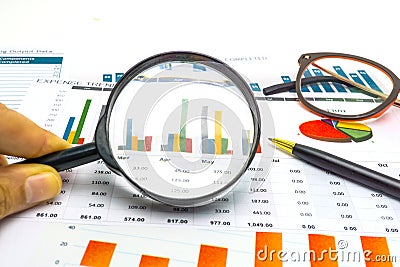 Charts and Graphs paper. Financial, Accounting, Statistics, Analytic research data and Business company meeting concept Stock Photo