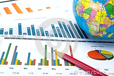 Charts Graphs paper. Financial development, Banking Account, Statistics, Investment Analytic research data economy Stock Photo