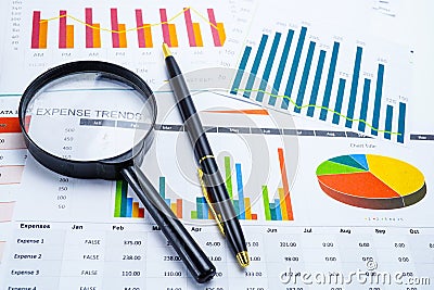 Charts Graphs paper. Financial development, Banking Account, Statistics, Investment Analytic research data economy Stock Photo
