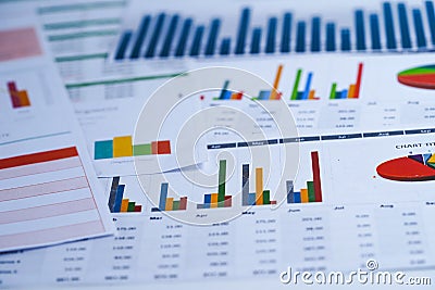 Charts Graphs spreadsheet paper. Financial development, Banking Account, Statistics, Investment Analytic research data. Stock Photo