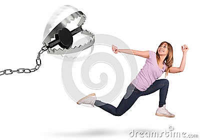 Chased by a trap Stock Photo