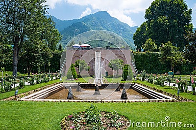 Chashme Shahi is one of the Mughal gardens built in 1632 AD, overlooking Dal Lake in Srinagar Stock Photo