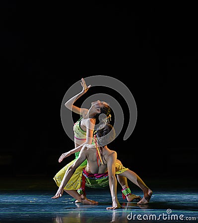 Chasing the moon-Tree wrapped rattan-The national folk dance Editorial Stock Photo