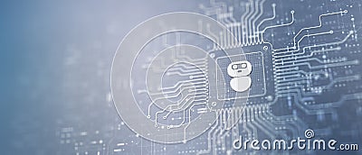 Chat Bot Automating Customer Support Illustrated on a Processor Stock Photo