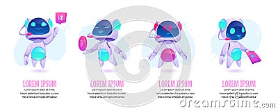 Chat bot banners set. Future marketing innovation Vector Illustration