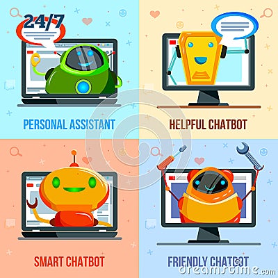 Chat Bot Flat Design Concept Vector Illustration