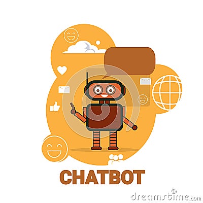 Chat Bot Icon Chatterbot Robot Support Artificial Intelligence Concept Vector Illustration