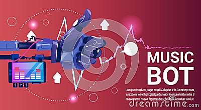 Chat Bot Music Robot Virtual Assistance Of Website Or Mobile Applications, Artificial Intelligence Concept Vector Illustration