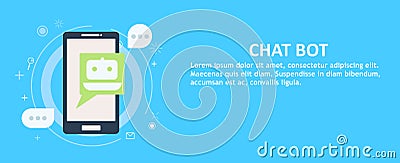 Chat bot on phone. Banner Vector Illustration