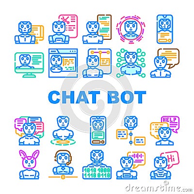 chat bot robot service icons set vector Cartoon Illustration