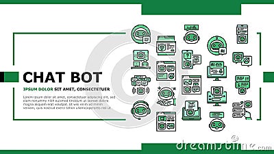 chat bot robot service online landing header vector Vector Illustration