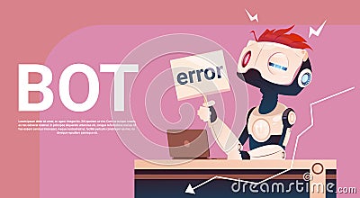 Chat Bot Using Laptop Computer, Robot Virtual Assistance Of Website Or Mobile Applications, Artificial Intelligence Vector Illustration