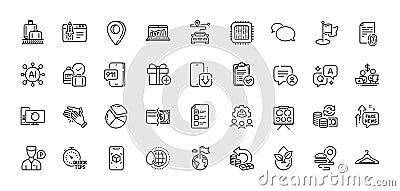 Chat bubble, Engineering team and Cloakroom line icons pack. For web app. Line icons. Vector Vector Illustration