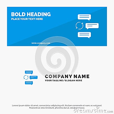 Chat, Chatting, Conversation, Dialogue, Auto, Robot SOlid Icon Website Banner and Business Logo Template Vector Illustration