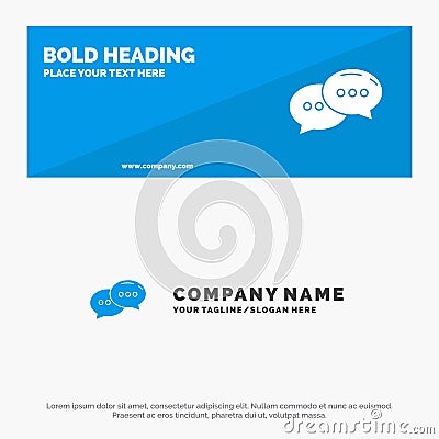 Chat, Chatting, Conversation, Dialogue SOlid Icon Website Banner and Business Logo Template Vector Illustration