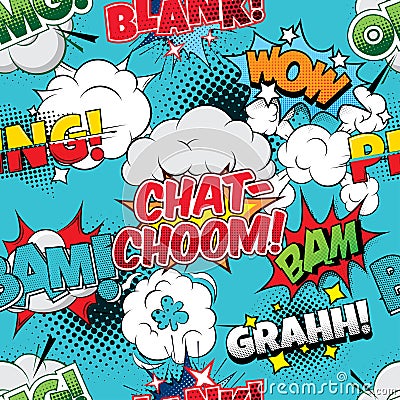 Chat-choom Seamless comics background Vector Illustration