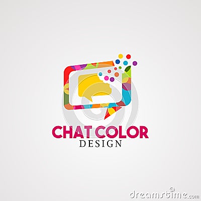 Chat color with colorful bubble box logo vector, icon, element, and template for business Vector Illustration