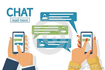 Chat concept. Texting messages in internet. Vector Illustration