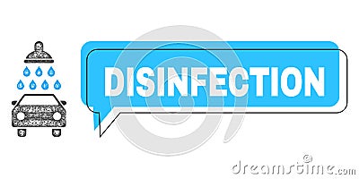 Shifted Disinfection Chat Balloon and Hatched Car Shower Icon Vector Illustration