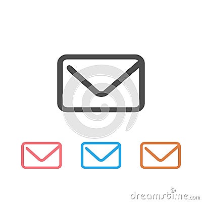 Chat email envelope letter mail message icon set vector in Line Vector Illustration