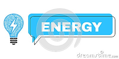 Shifted Energy Chat Balloon and Network Electric Bulb Icon Vector Illustration