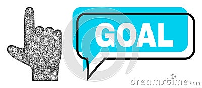 Misplaced Goal Chat Balloon and Net Mesh Hand Pointer Up Icon Vector Illustration