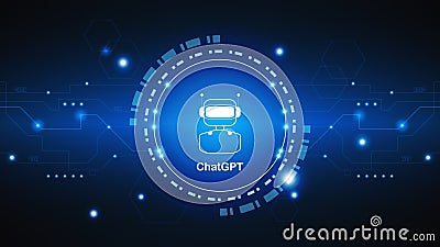 chatGPT Ai artificial intelligence technology hitech concept. chat GPT with smart bot Vector Illustration