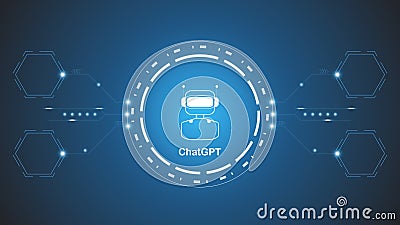 chatGPT Ai artificial intelligence technology hitech concept. chat GPT with smart bot Vector Illustration