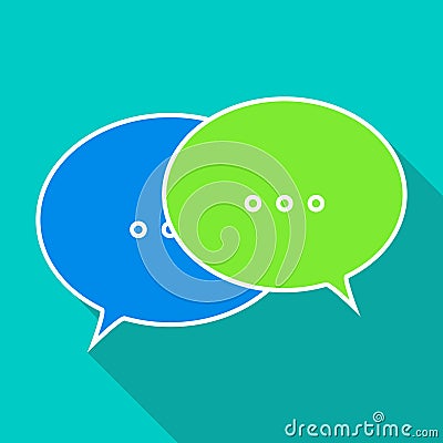 Chat icon with long shadow, flat design. Chat speech balloons or bubbles Vector Illustration
