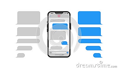 Chat Interface Application with Dialogue window smartphone icon. Bubble messege and phone illustration symbol. Sign messaging Vector Illustration