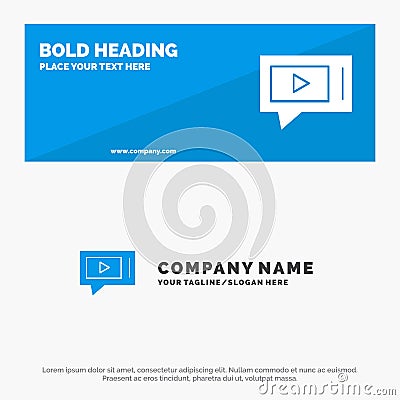 Chat, Live, Video, Service SOlid Icon Website Banner and Business Logo Template Vector Illustration