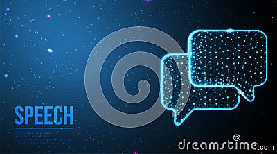 chat message. bubble chat dialogue. communication concept. Phone and Wifi icon. abstract low poly wireframe mesh design. from Vector Illustration