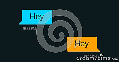 Chat message bubble of gay dating app messenger, vector screen interface. Hey message in gay chat application, speech bubbles with Vector Illustration