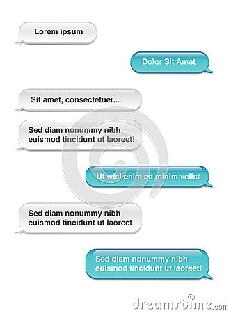 Chat Message Bubbles w Glass-like appearance - SMS conversation Vector Illustration
