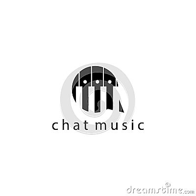 Chat music logo piano design vector illustration Vector Illustration